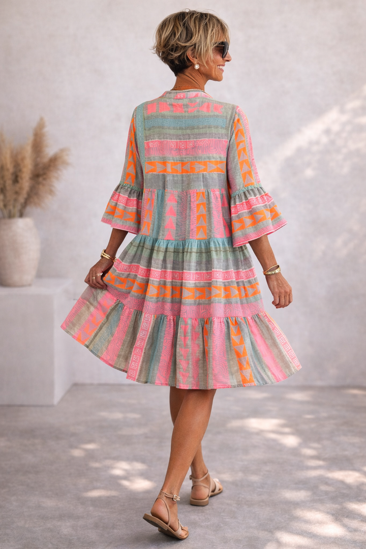 Elena™ | Patterned Flowing Midi Dress