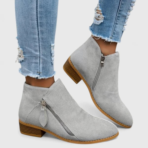 Cartina™ - Side Zip Ankle Boots With Low Block Heel