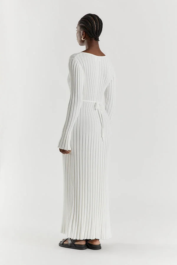 Darla Adjustable Belted Midi Ribbed Knit Dress