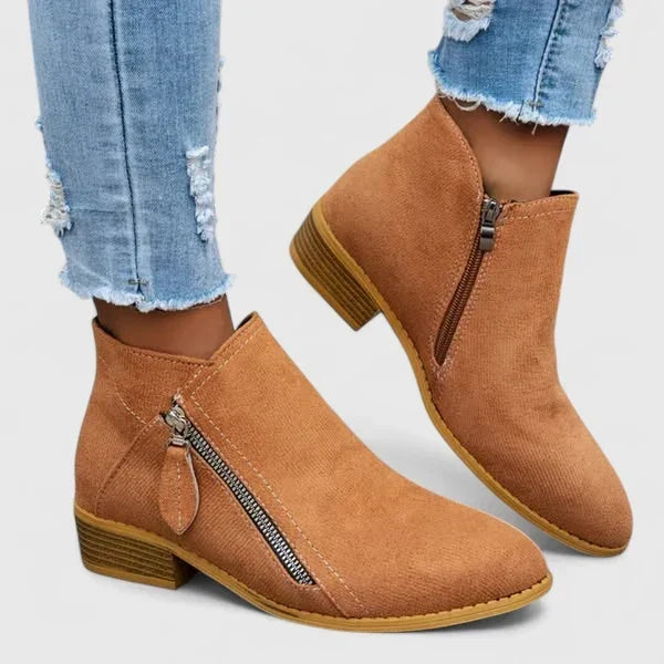 Cartina™ - Side Zip Ankle Boots With Low Block Heel