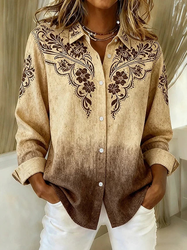 Debera | Vintage Western Floral Button Blouse