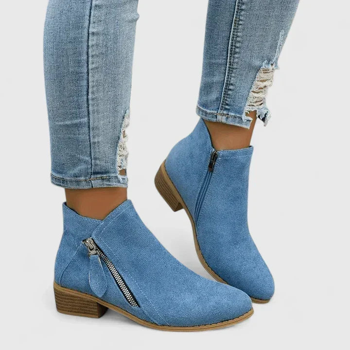 Cartina™ - Side Zip Ankle Boots With Low Block Heel