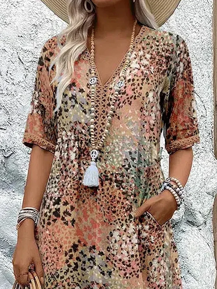 Sofia™ | Elegant Floral Midi Dress with Tummy Coverage