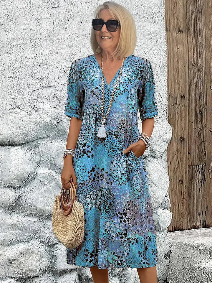 Sofia™ | Elegant Floral Midi Dress with Tummy Coverage