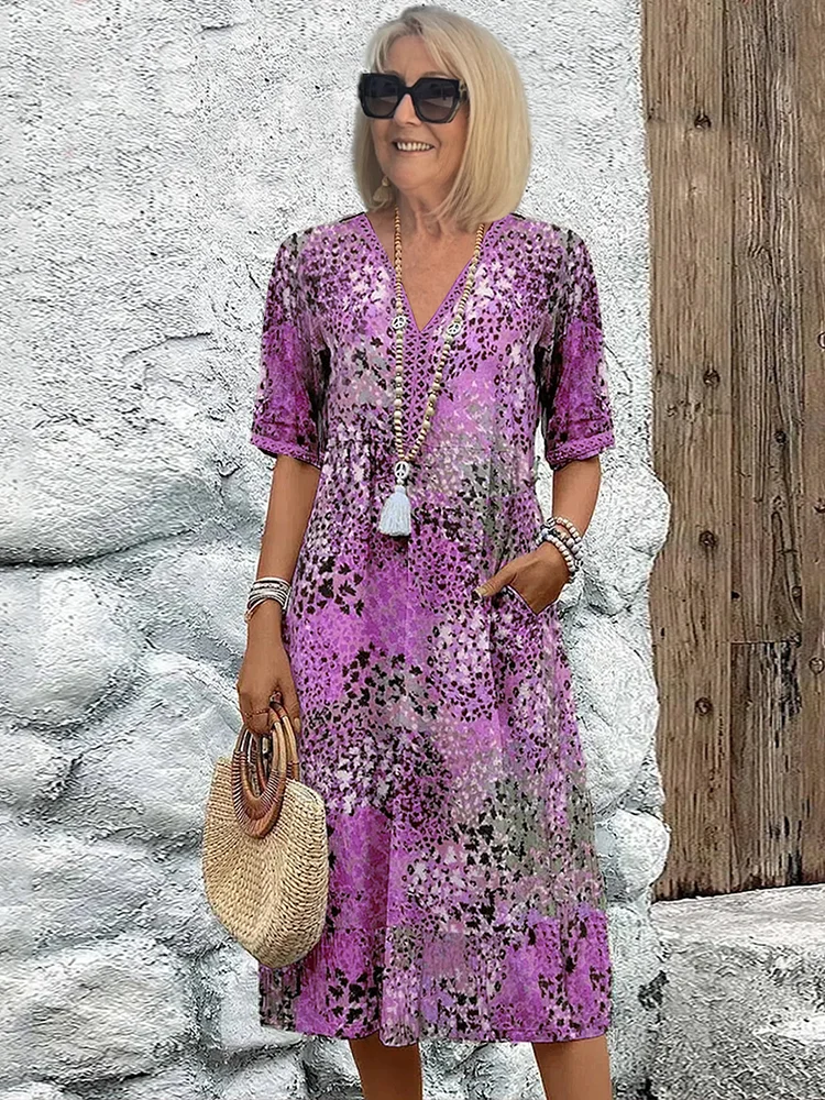 Sofia™ | Elegant Floral Midi Dress with Tummy Coverage