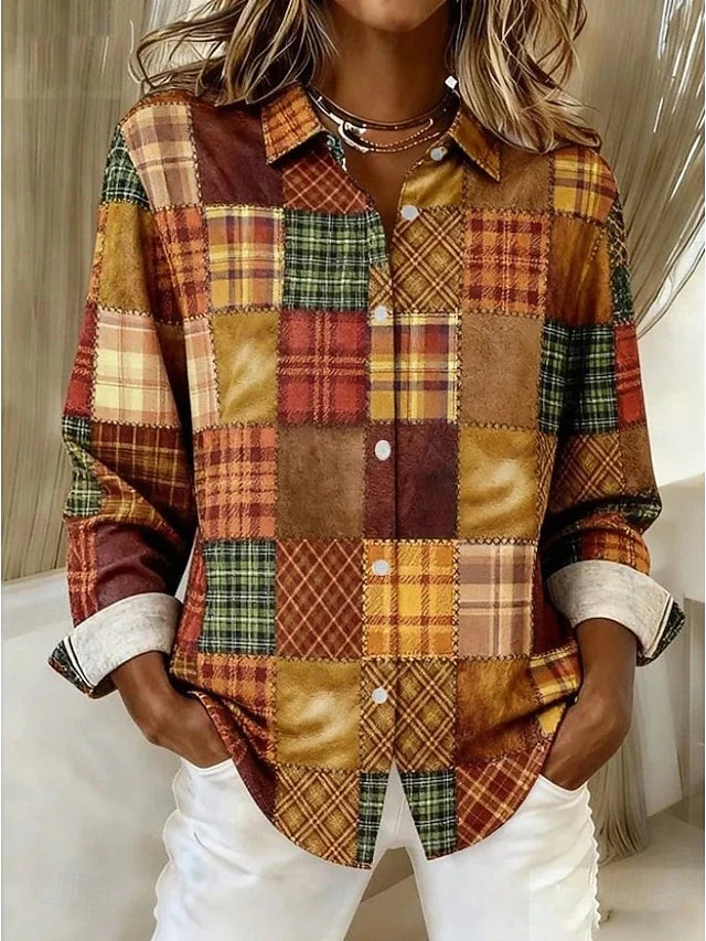 Therese | Vintage Patchwork Button Front Blouse