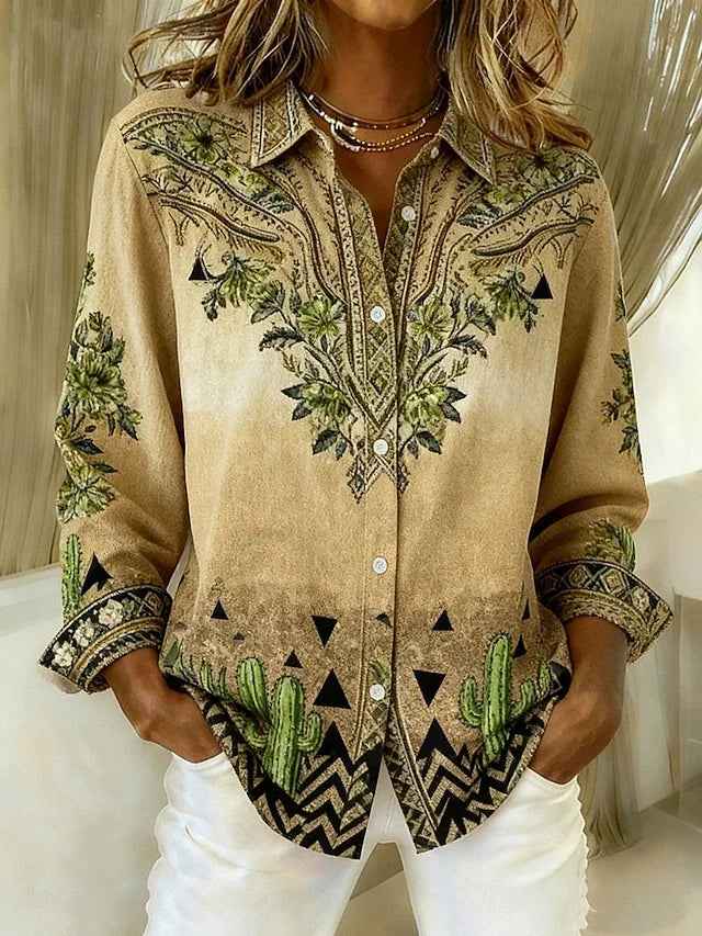 Debera | Vintage Western Floral Button Blouse