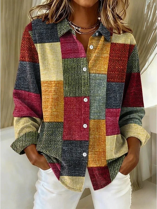 Therese | Vintage Patchwork Button Front Blouse