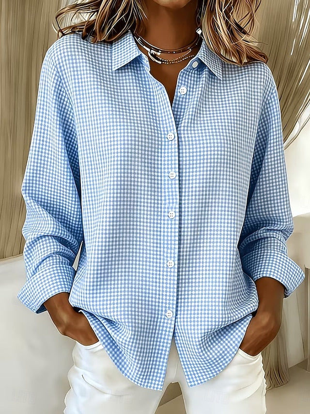 Carie | Relaxed Gingham Button Front Blouse