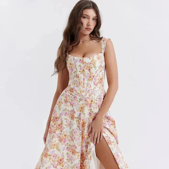 Freya™ - Corset-Style Floral Midi Dress