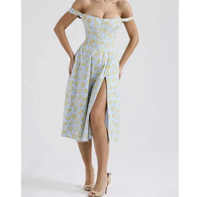Freya™ - Corset-Style Floral Midi Dress