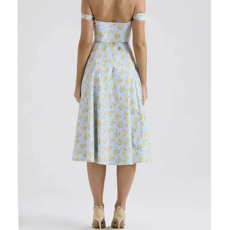 Freya™ - Corset-Style Floral Midi Dress