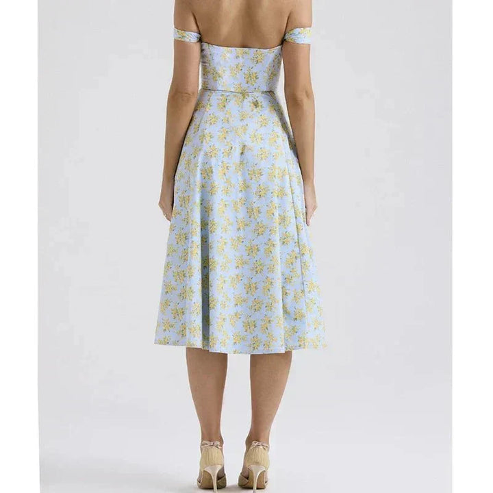 Freya™ - Corset-Style Floral Midi Dress