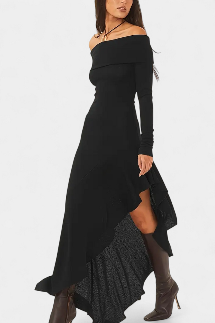 Asymmetrical Hem One-Shoulder Fitted Dress - Recife