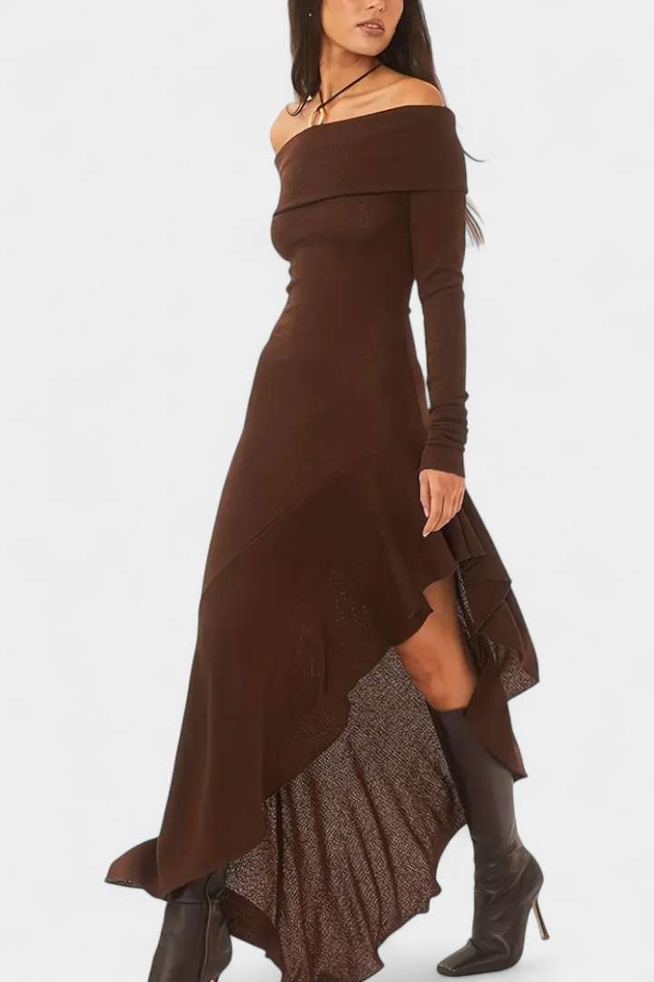 Asymmetrical Hem One-Shoulder Fitted Dress - Recife