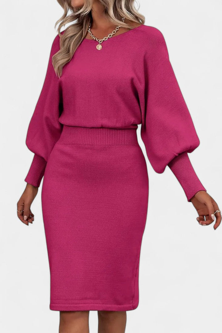 Abélise Long Sleeve Fitted Midi Sweater Dress