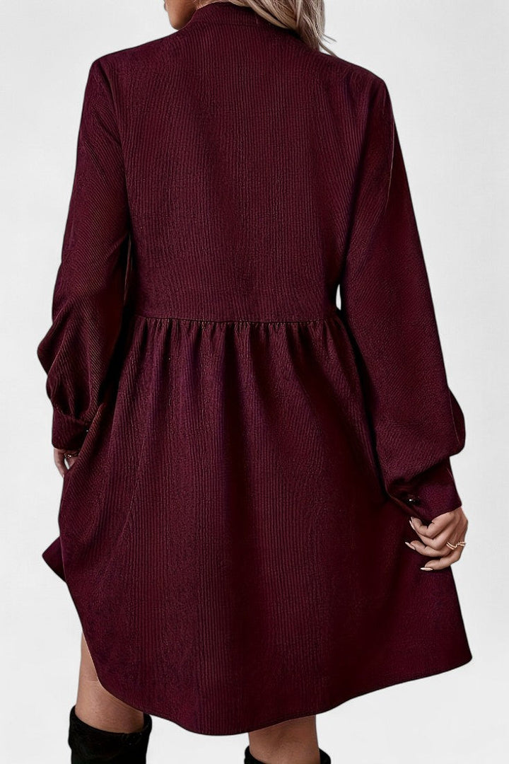 Zita High-Collar Midi Dress