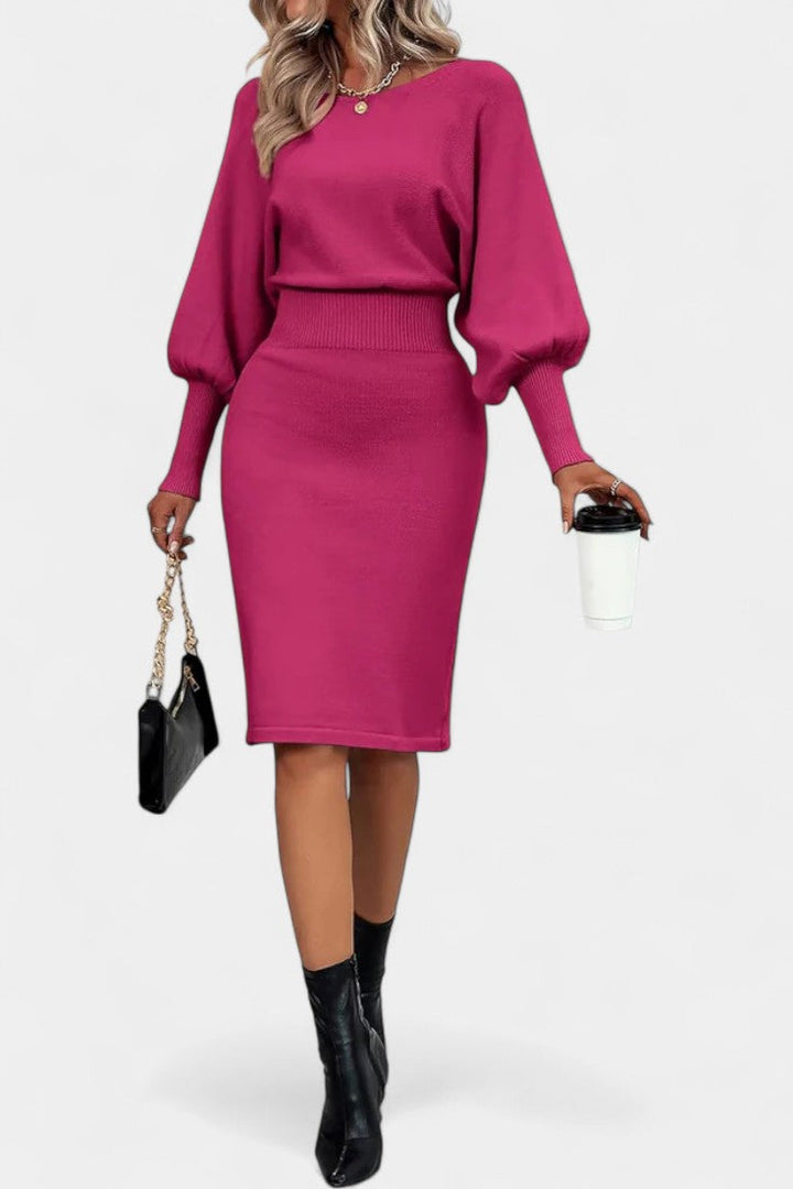 Abélise Long Sleeve Fitted Midi Sweater Dress