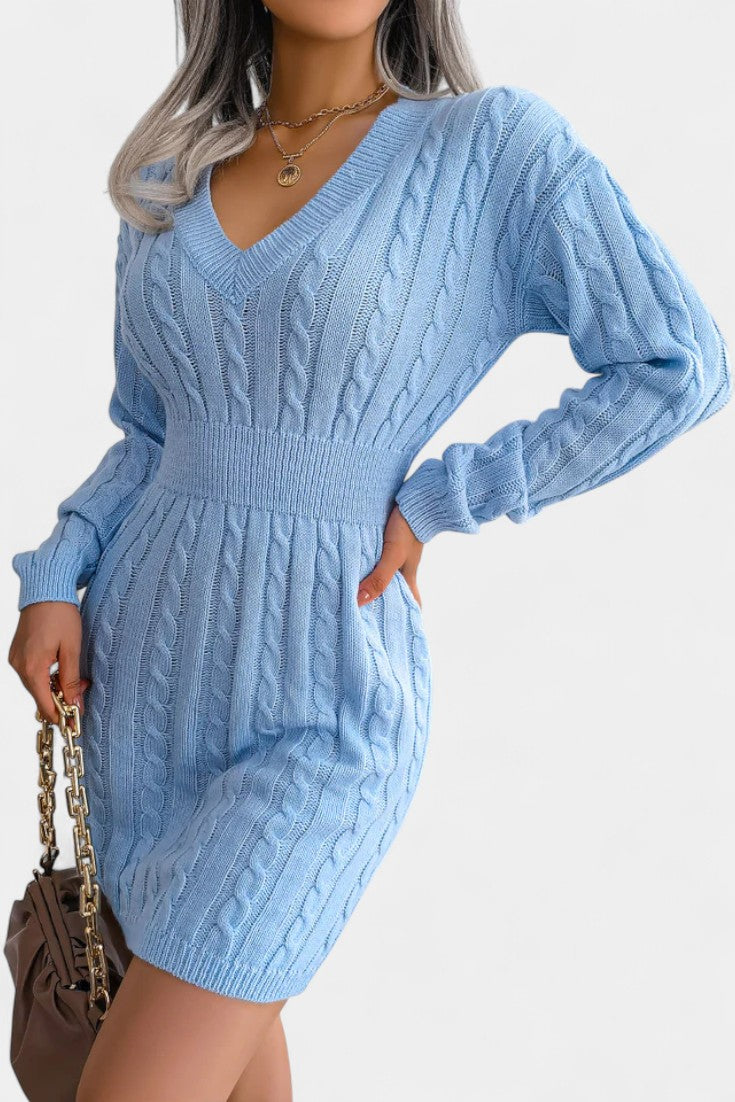 Cléora Long Sleeve Mini Bodycon Sweater Dress