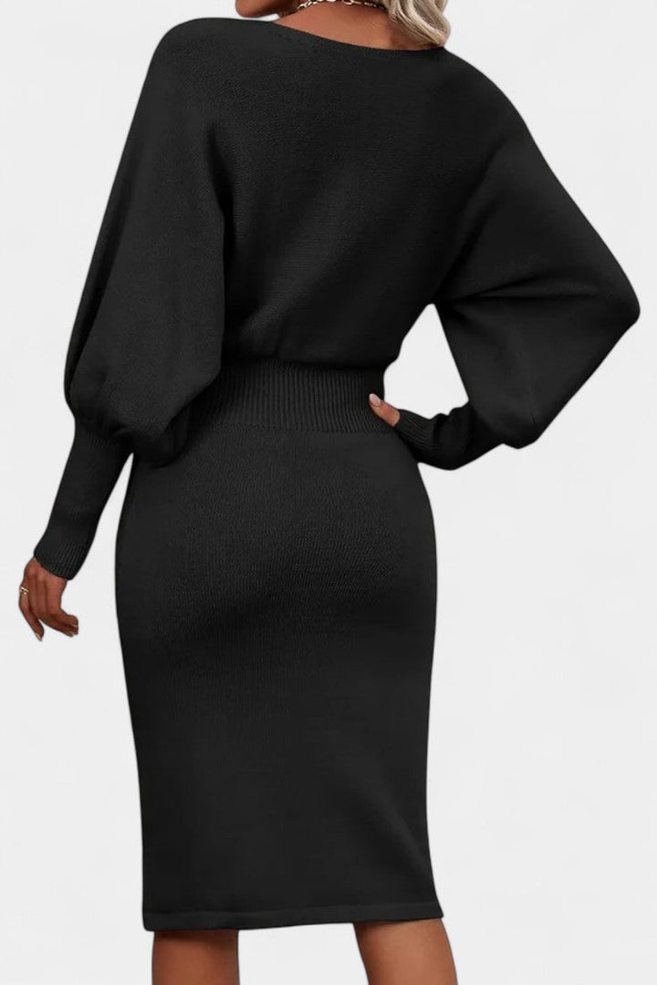 Abélise Long Sleeve Fitted Midi Sweater Dress