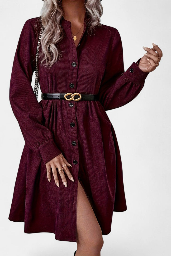Zita High-Collar Midi Dress