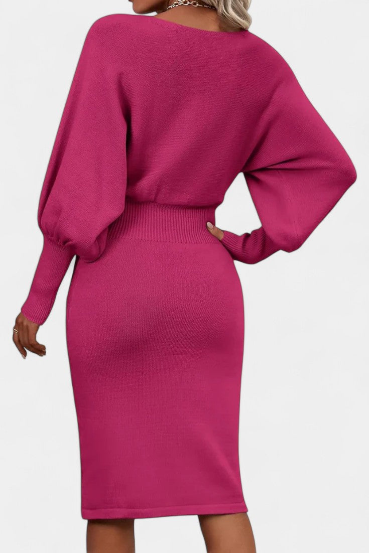 Abélise Long Sleeve Fitted Midi Sweater Dress