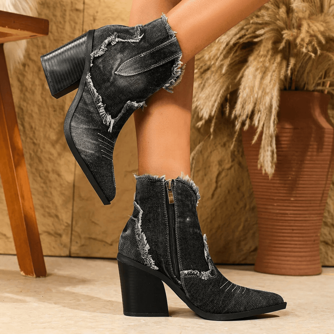 Amelia™ - Ankle Block Heel With Side Zip