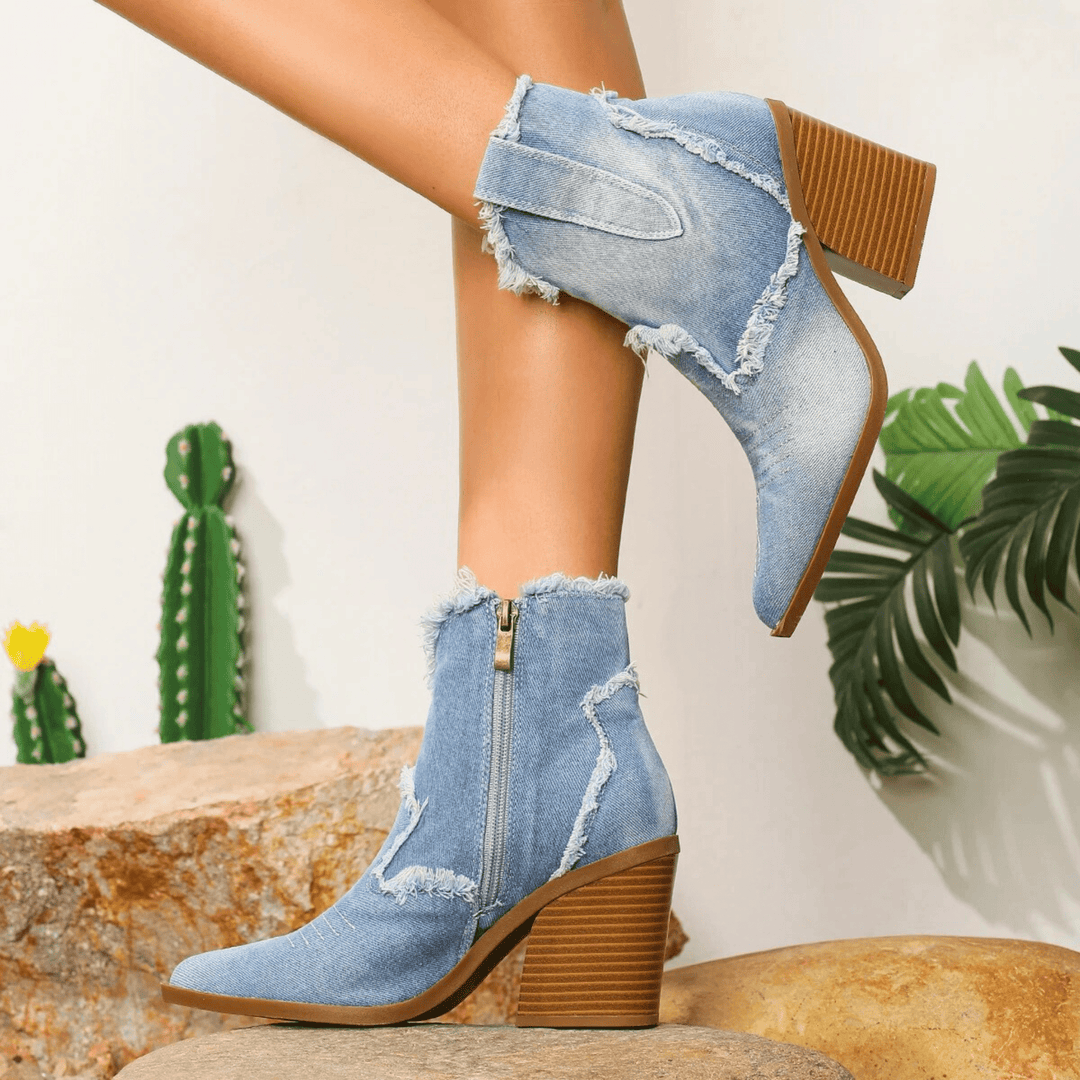 Amelia™ - Ankle Block Heel With Side Zip