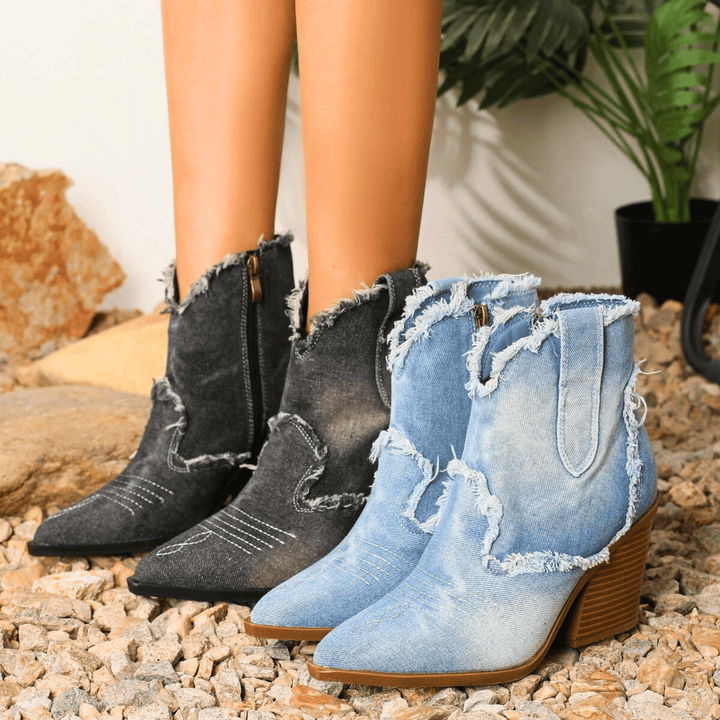 Amelia™ - Ankle Block Heel With Side Zip