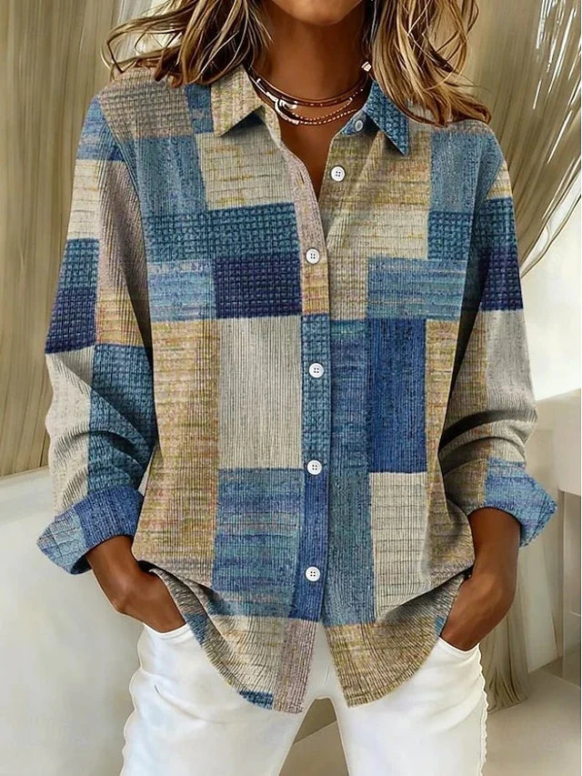 Therese | Vintage Patchwork Button Front Blouse