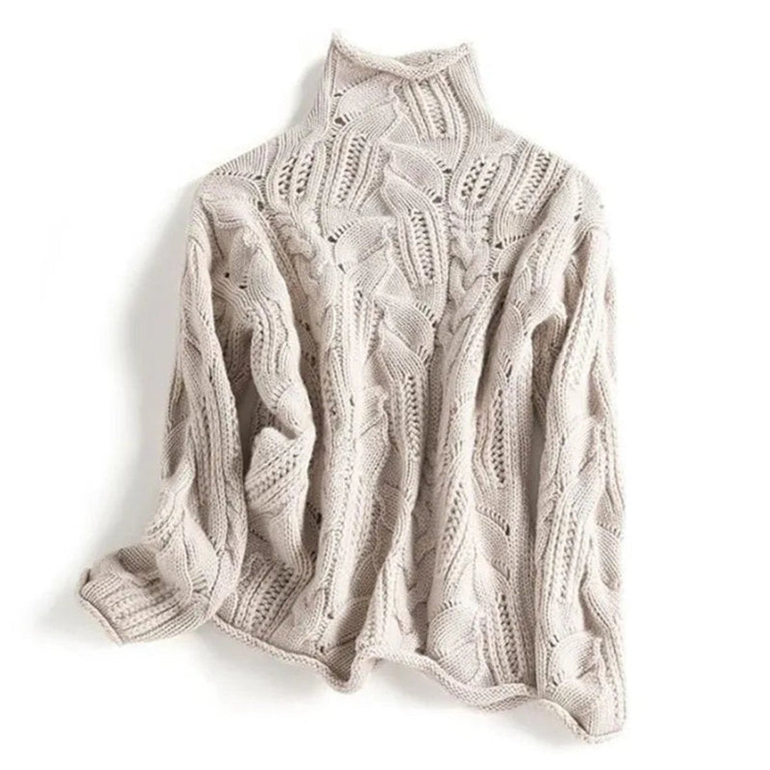 Amelia | Women's Cable Knit Sweater Turtleneck Loose-Fit Pullover