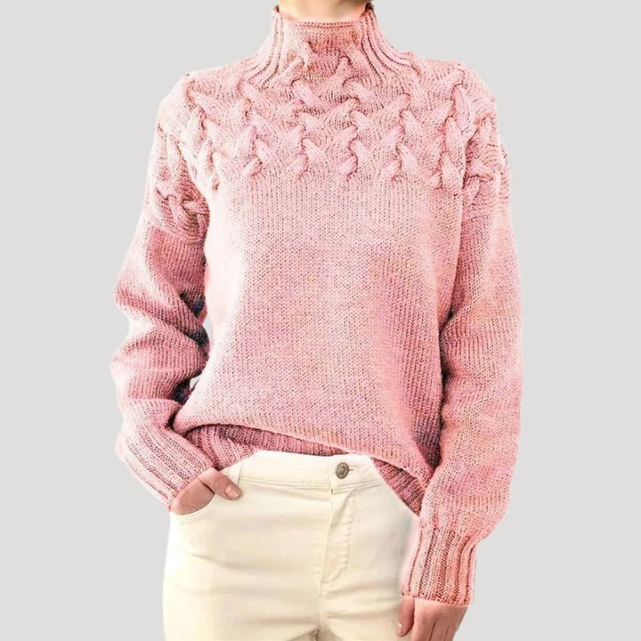 Evelyn | Women's Cable Knit Turtleneck Pullover Sweater