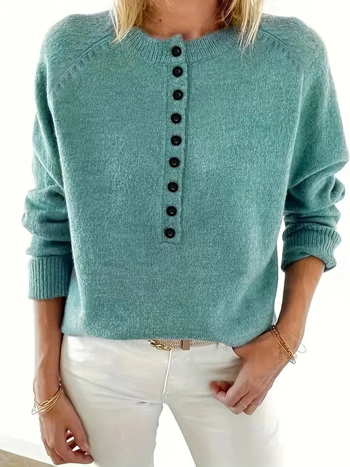 Scarlett | Women's Half-Button V-Neck Long Sleeve Knit Sweater
