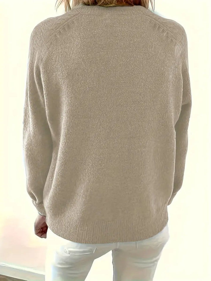 Scarlett | Women's Half-Button V-Neck Long Sleeve Knit Sweater
