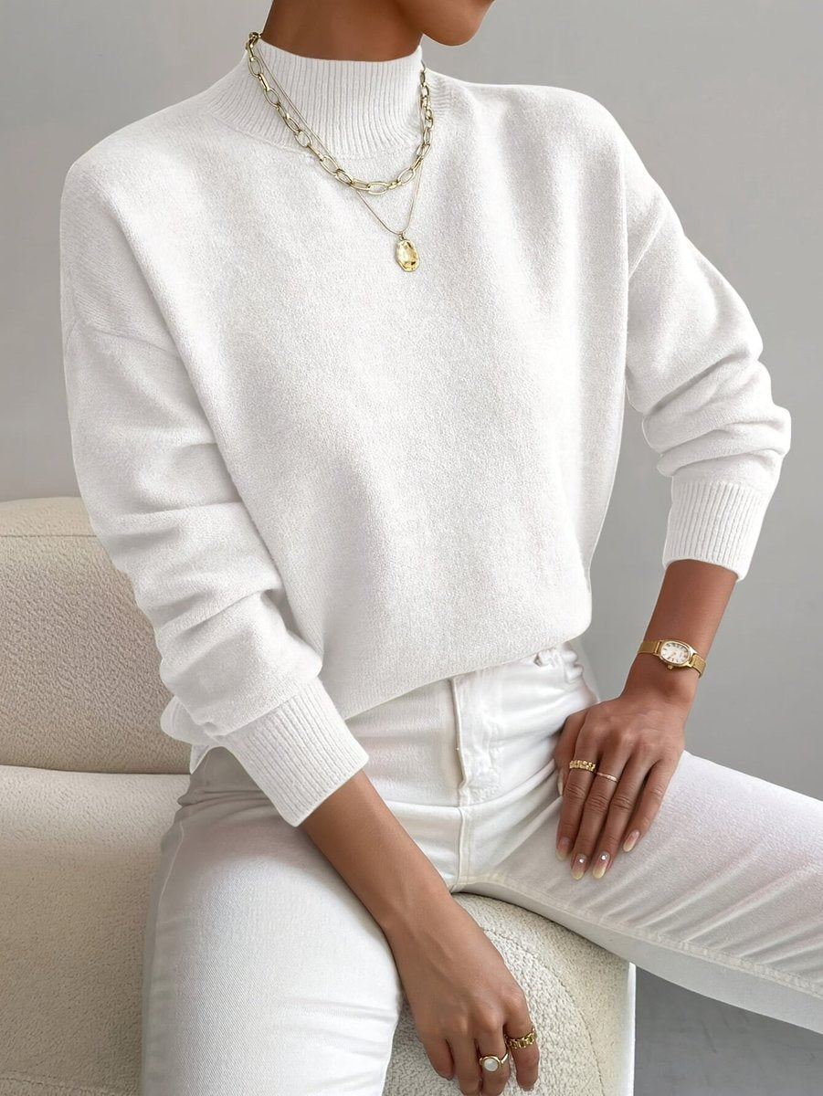 Isabella | Women's Mock Neck Relaxed-Fit Knit Turtleneck Sweater
