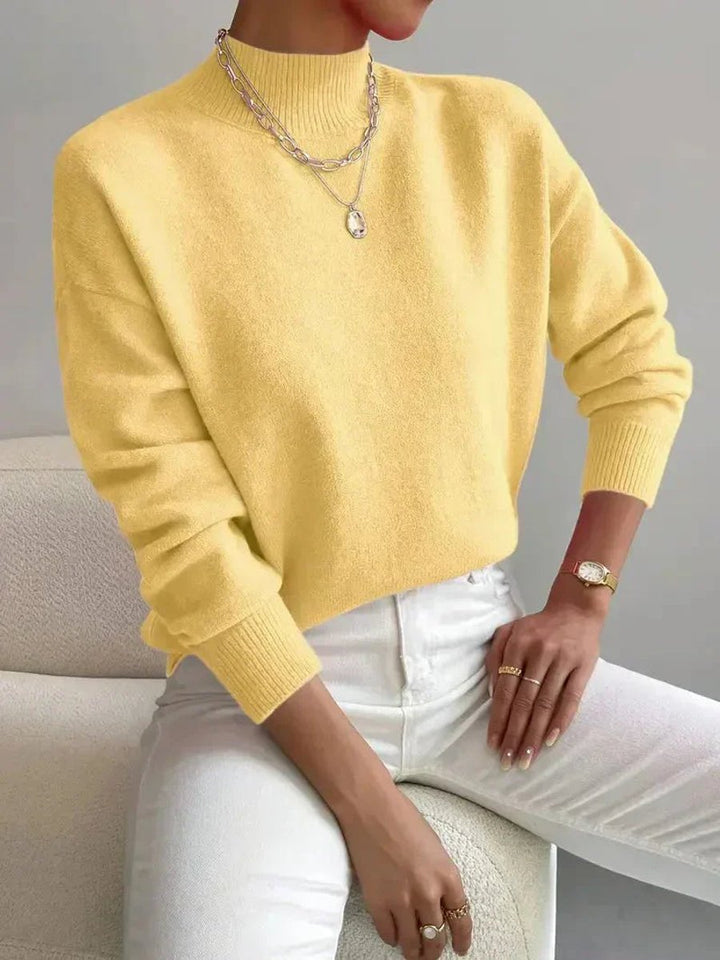 Isabella | Women's Mock Neck Relaxed-Fit Knit Turtleneck Sweater