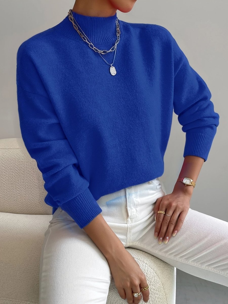 Isabella | Women's Mock Neck Relaxed-Fit Knit Turtleneck Sweater