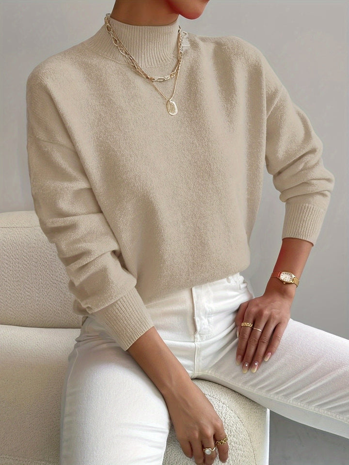Layla | Women's Mock Turtleneck Relaxed-Fit Long Sleeve Sweater