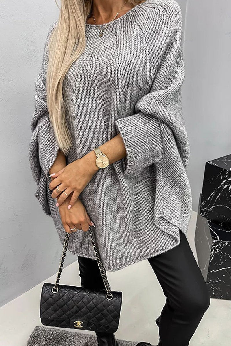 Charlotte | Women's Oversized Batwing-Sleeve Crewneck Knit Sweater