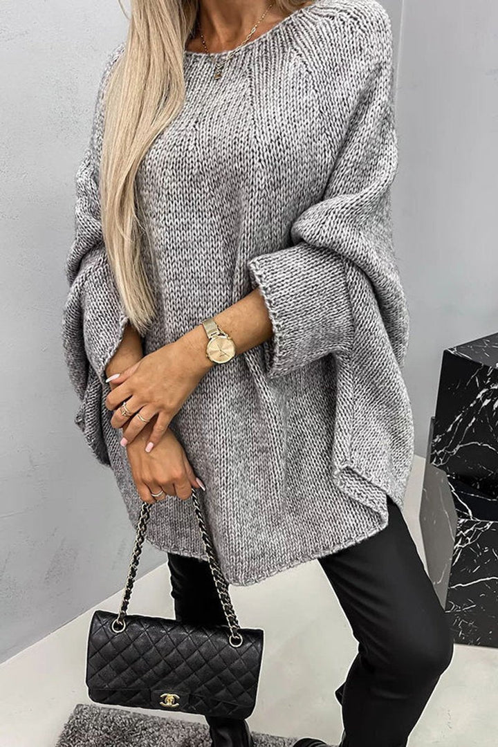 Charlotte | Women's Oversized Batwing-Sleeve Crewneck Knit Sweater