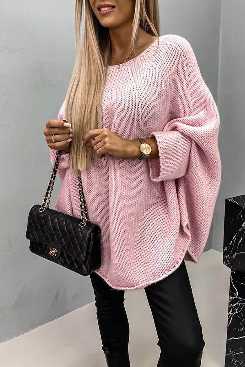 Charlotte | Women's Oversized Batwing-Sleeve Crewneck Knit Sweater