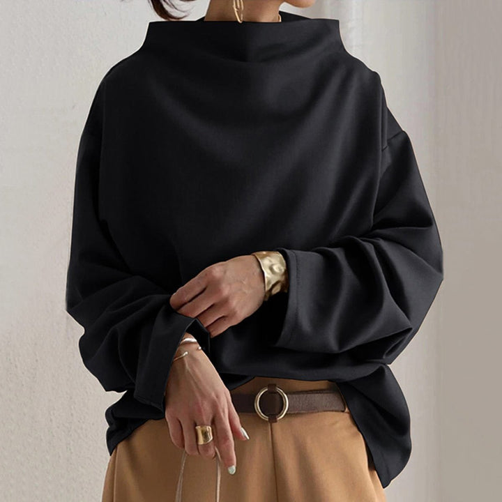 Layla | Women's Oversized Mock-Neck Knit Sweater Relaxed Pullover Top