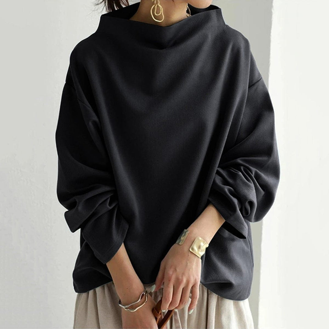 Layla | Women's Oversized Mock-Neck Knit Sweater Relaxed Pullover Top