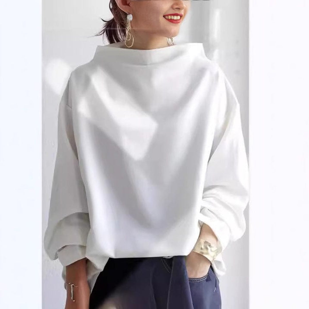 Layla | Women's Oversized Mock-Neck Knit Sweater Relaxed Pullover Top