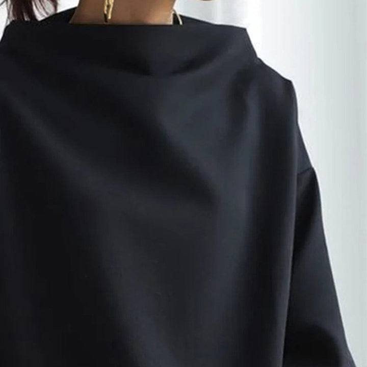 Layla | Women's Oversized Mock-Neck Knit Sweater Relaxed Pullover Top