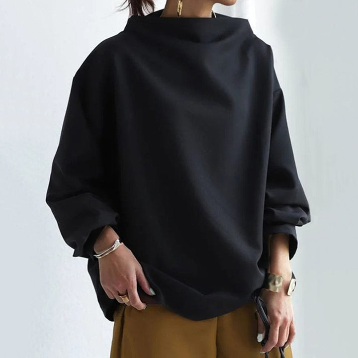 Layla | Women's Oversized Mock-Neck Knit Sweater Relaxed Pullover Top