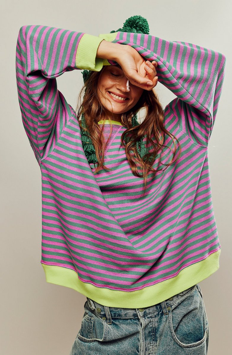 Mia | Women's Oversized Striped Long-Sleeve Pullover Sweater