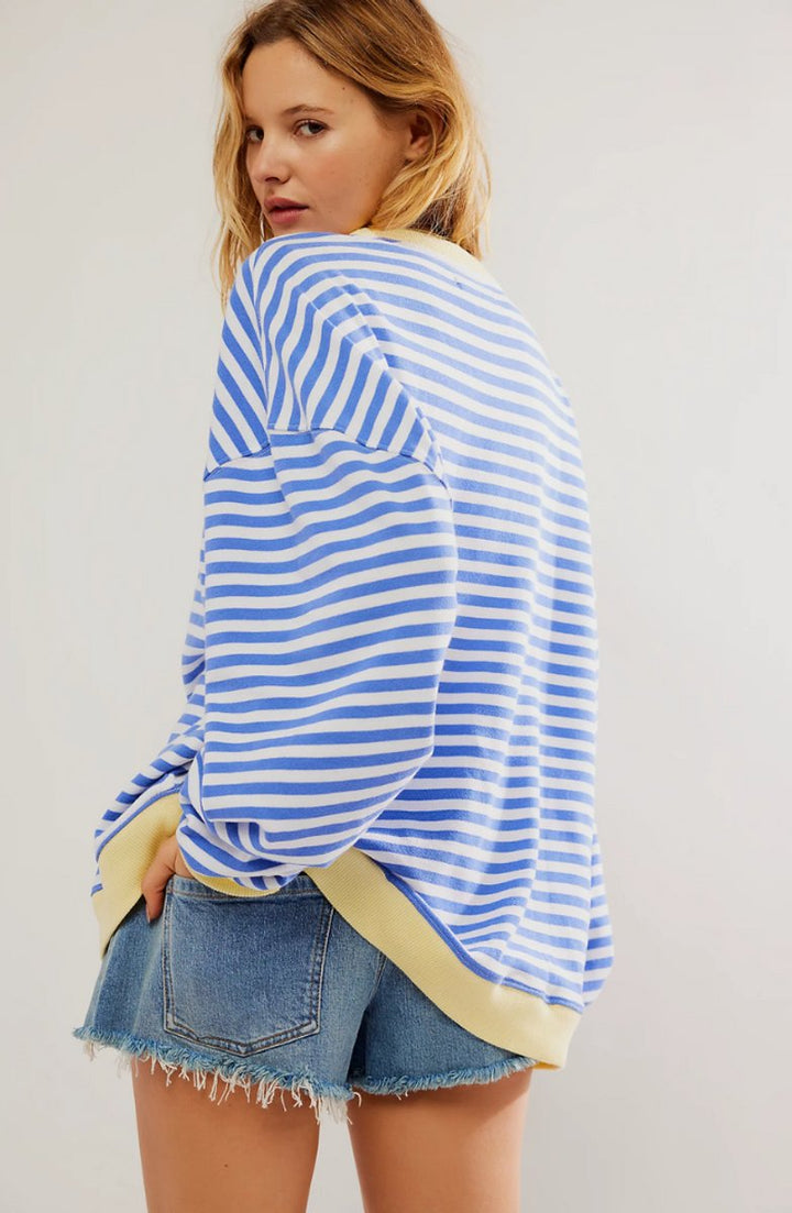 Mia | Women's Oversized Striped Long-Sleeve Pullover Sweater