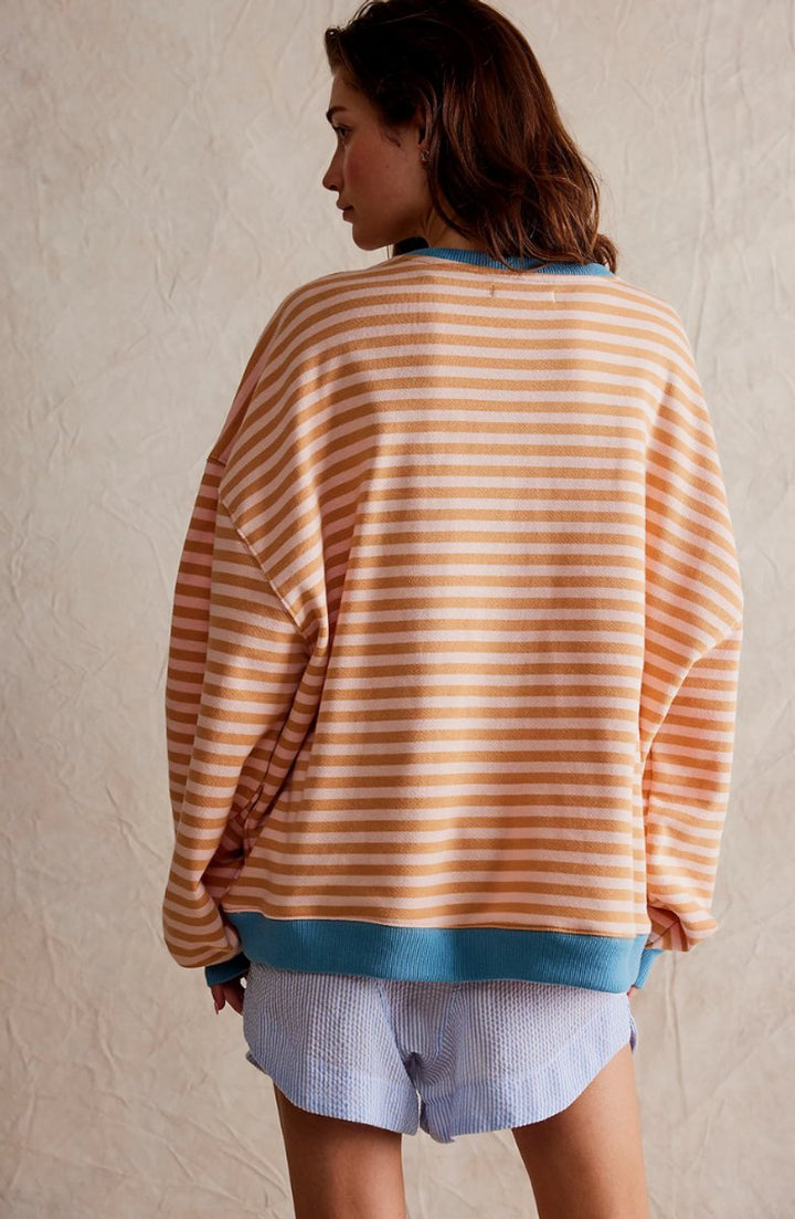 Mia | Women's Oversized Striped Long-Sleeve Pullover Sweater