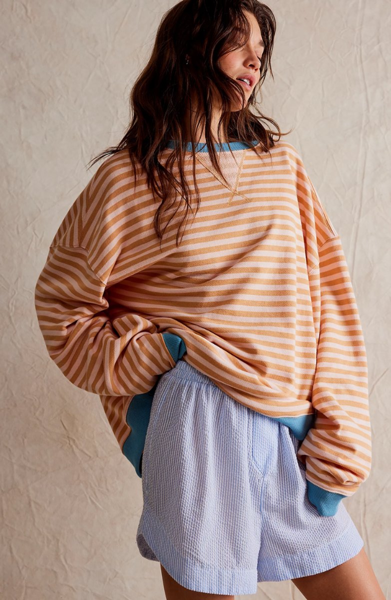 Mia | Women's Oversized Striped Long-Sleeve Pullover Sweater